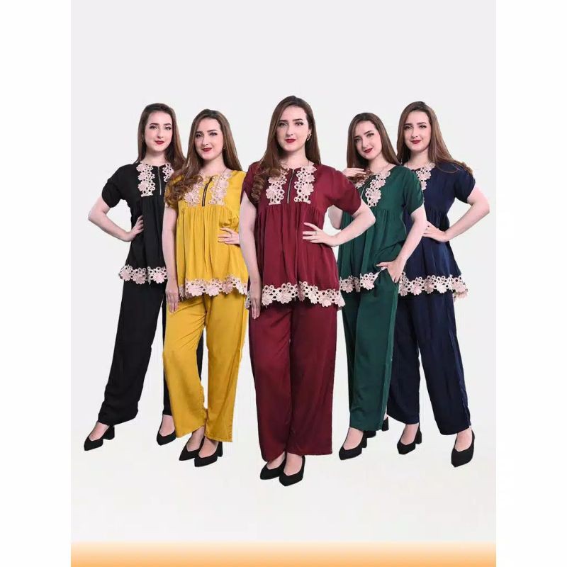 SETELAN DASTER ARAB KEKINIAN CASUAL RESLETING DEPAN BUSUI RENDA TEBAL BERKUALITAS BAJU TIDUR DASTER