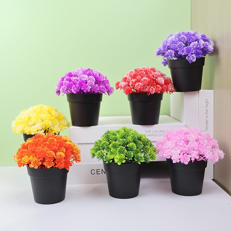 ELFYDO PT62 Pot Tanaman Hias Bunga Inti Nanas Plastik Ornamen Pot Bongsai Artificial Flower Decoration