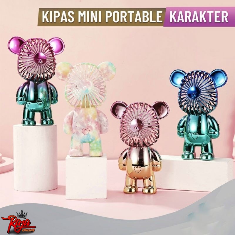 MF7 - Kipas Angin Mini Portable Karakter Bearbrick Meja