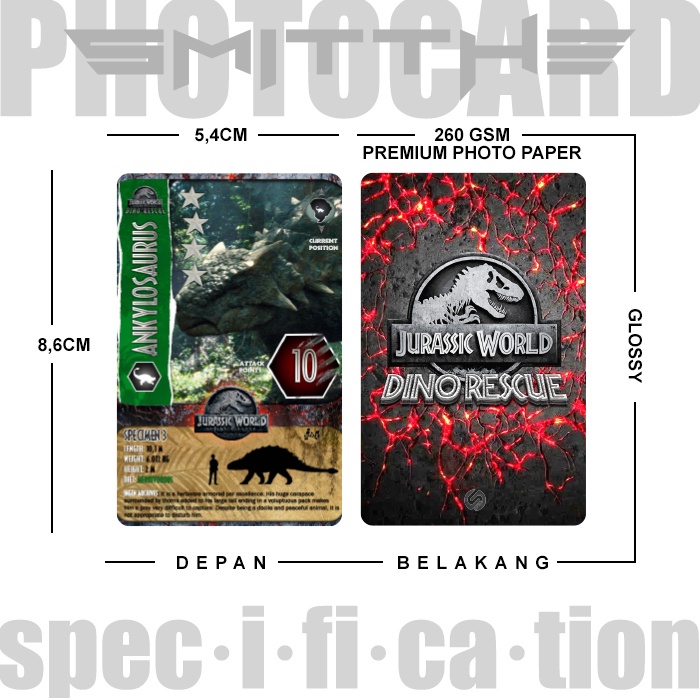 Kartu Jurassic World Dominion Dino Rescue P1 Photo Card Game Board Koleksi