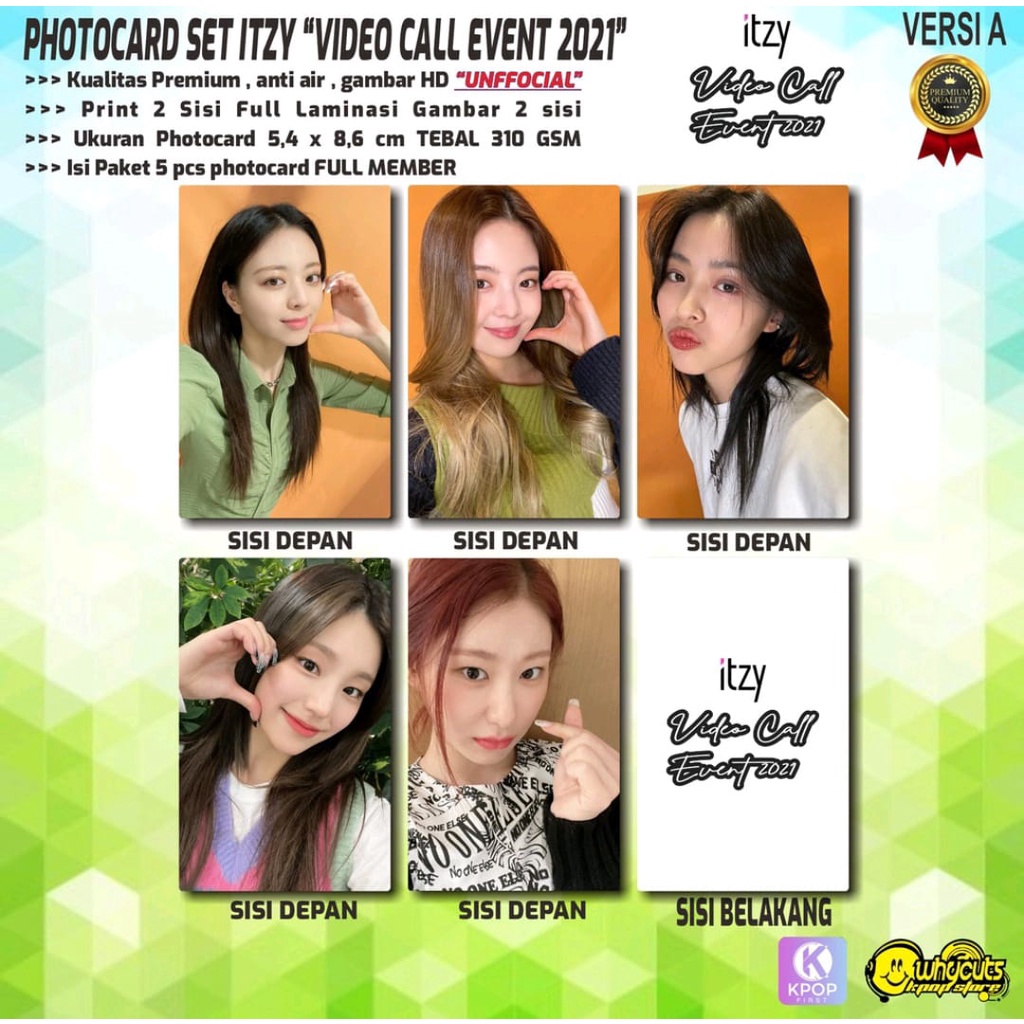 PHOTOCARD SET KPOP PREMIUM ITZY / JAPAN DEBUT SHOWCASE / MAMA AWARD 2021 / VIDEO CALL EVENT 2021 / PRINT 2 SISI FULL LAMINASI