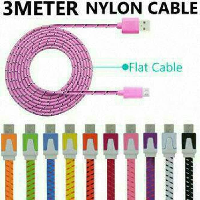 KABEL DATA TALI SEPATU NYLON 3METER 3 METER