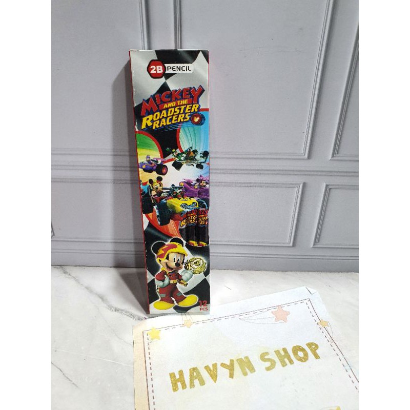 (12pc) pencil 2B kayu fancy/pensil karakter/pensil kayu murah/pensil fancy/pencil-Mickey