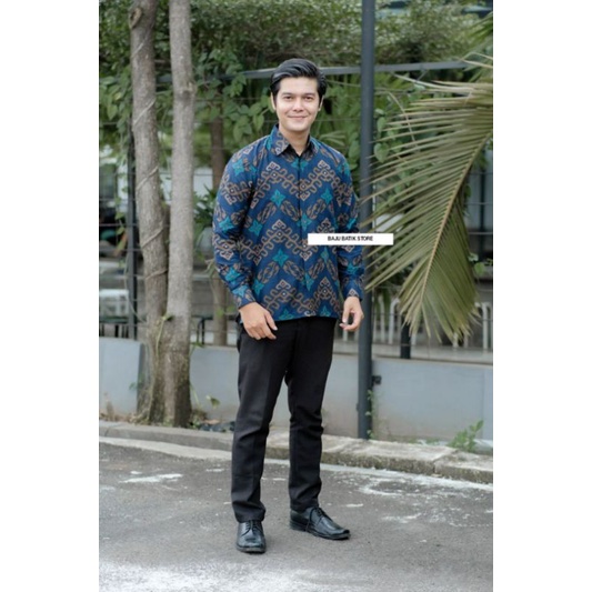 Maura Couple - Sania Ruffle Batik Couple ori Ndoro jowi DNT Garansi Termurah Shopee - Couple Aulia-KEMEJA SONGKET NAVY