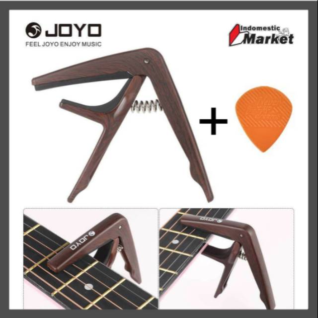 JOYO Capo Gitar Model Kayu Bonus Pick Gitar / Kapo Gitar Akustik / Kapo Gitar Kayu - JCP-01