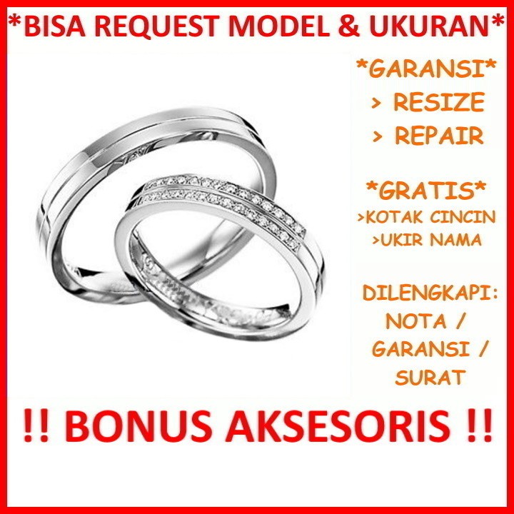 Gratis Ukir Nama Bisa Pesan Model Garansi Paladium Asli Cincin Kawin Couple Palladium Poladium ID477