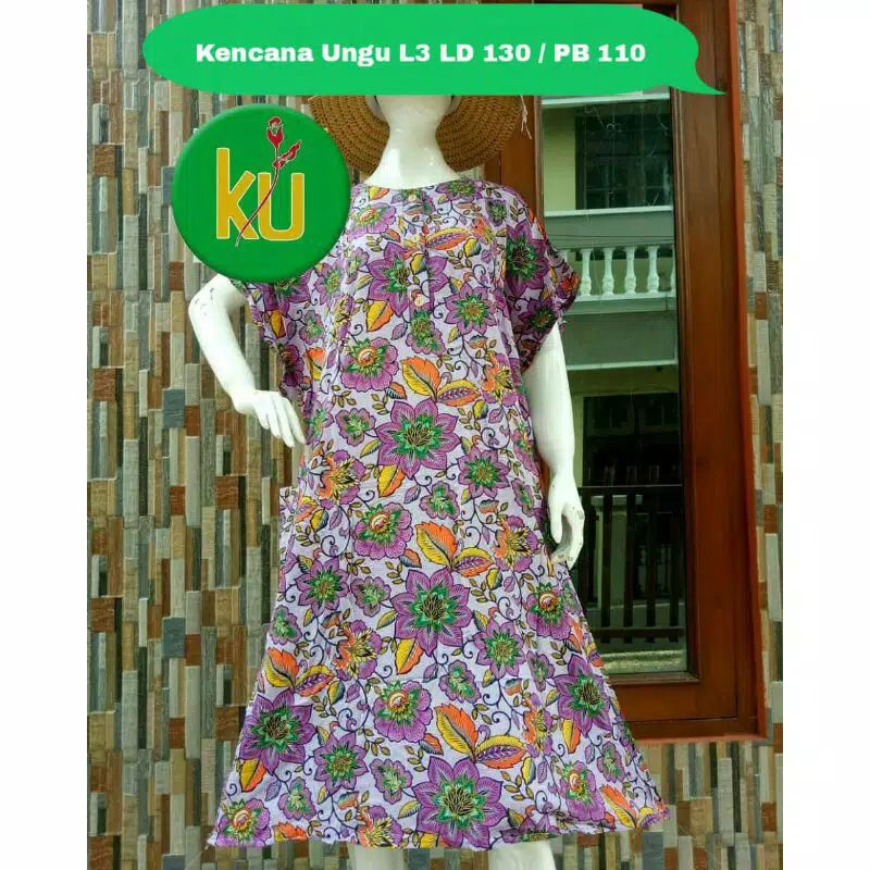 DASTER BATIK KENCANA UNGU JUMBO 3L ASLI ORIGINAL LABEL BIRU RAYON TEBAL LD 130 || DASTER L3 XXXL JUM