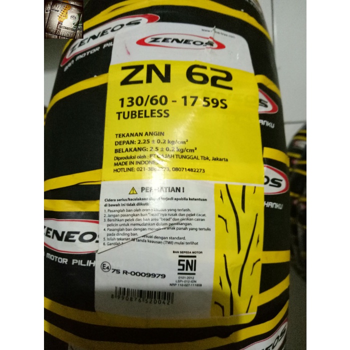 Ban Zeneos 130/60-17 ZN 62 Tubeless