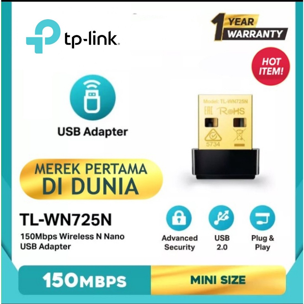 Usb Wifi TP-Link TL-WN725N 150Mbps Wireless N Nano USB Adapter Tp Link TpLink Garansi Resmi 1 Tahun