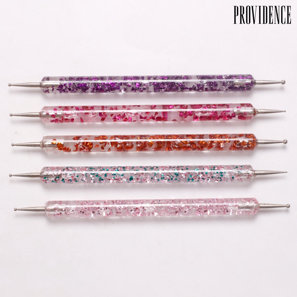 Providence 5pcs / Set Dotting Pen Nail Art Uv Gel Akrilik Kepala Ganda Untuk Manicure