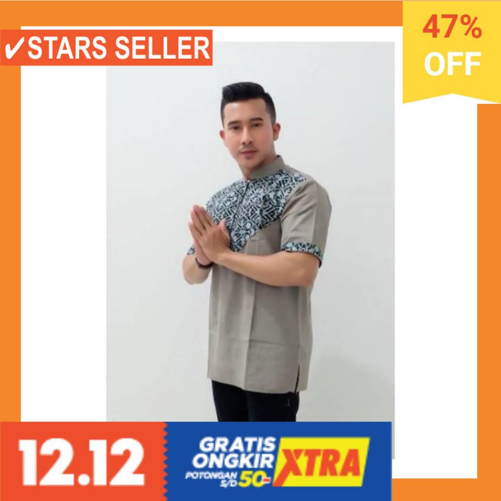 PAKAIAN MUSLIM TERBAIK PALING ANAK ORANG TUA PINK MURAH / Koko Batik Katun Couple Warna Abu/ Koko