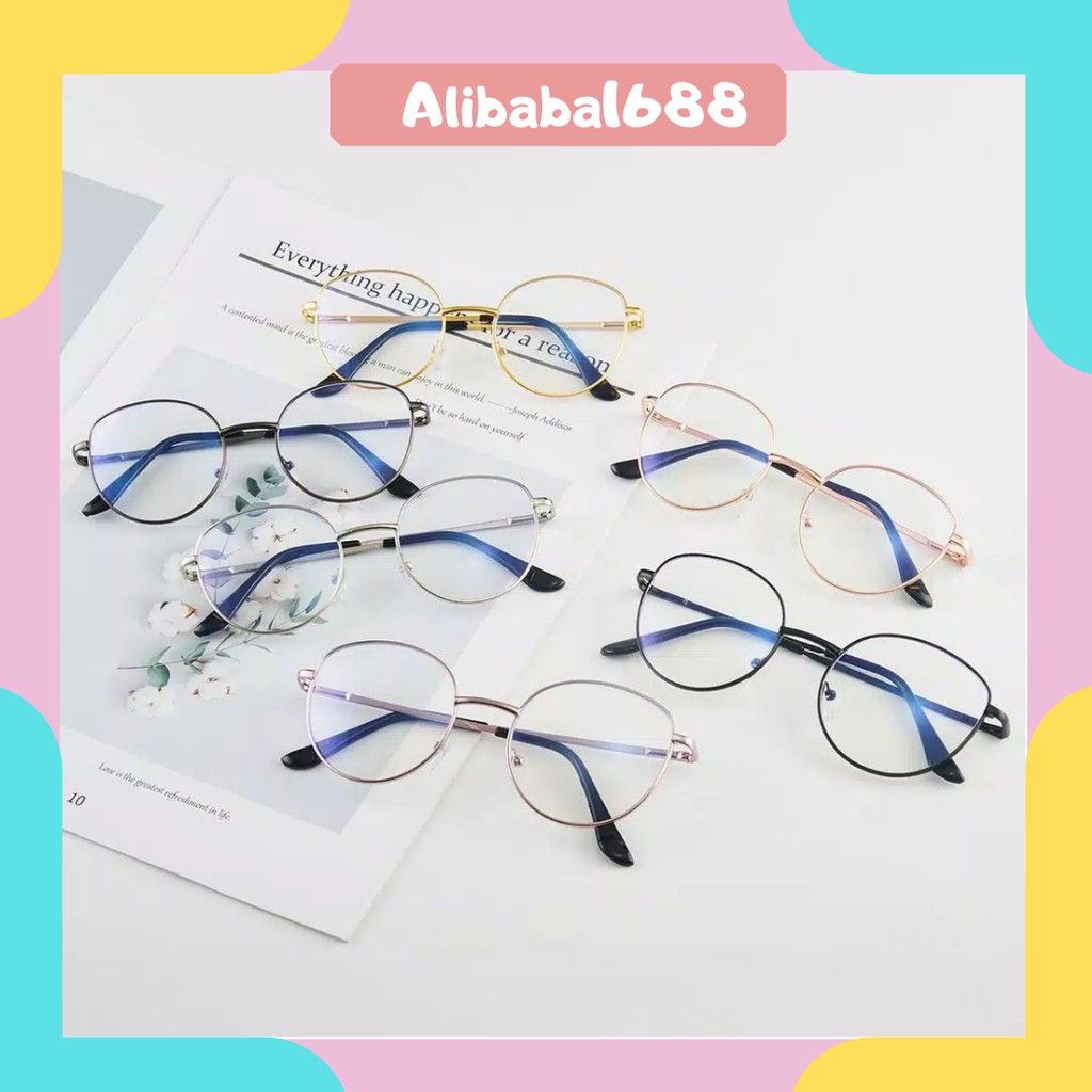 *ALIBABA1688*COD Kacamata Frame Anti Radiasi Metal Gaya Retro Kacamata Pria / Wanita