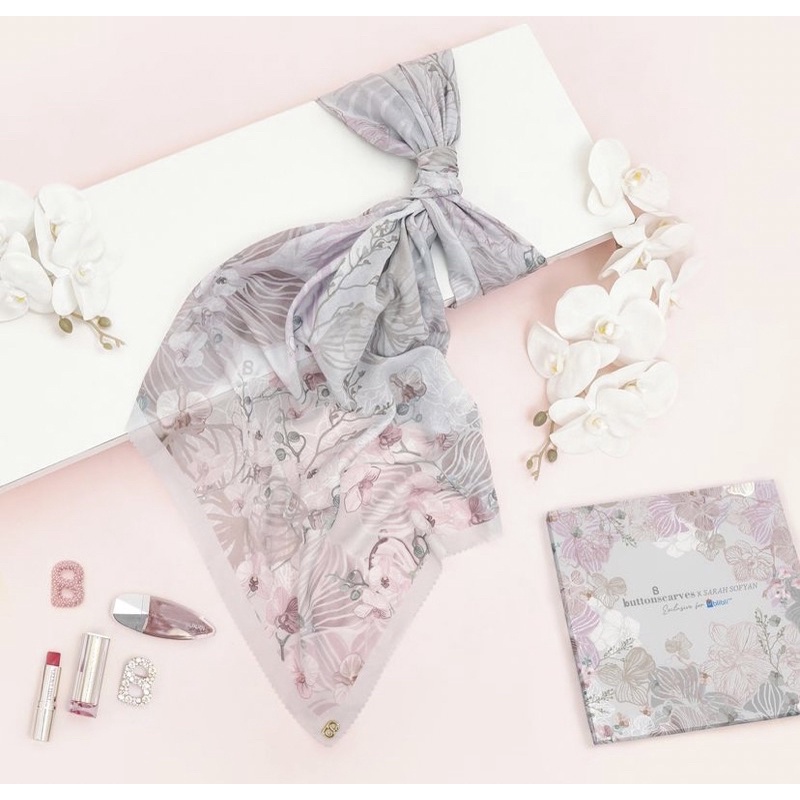 ready siap kirim orchide series buttonscarves pearl dan marigold