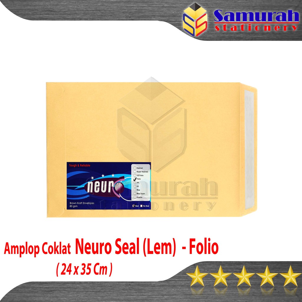 

Amplop Kertas Coklat Neuro Ukuran Folio Seal / Envelope Dokumen Berkas F4 + Lem 24 x 35 cm
