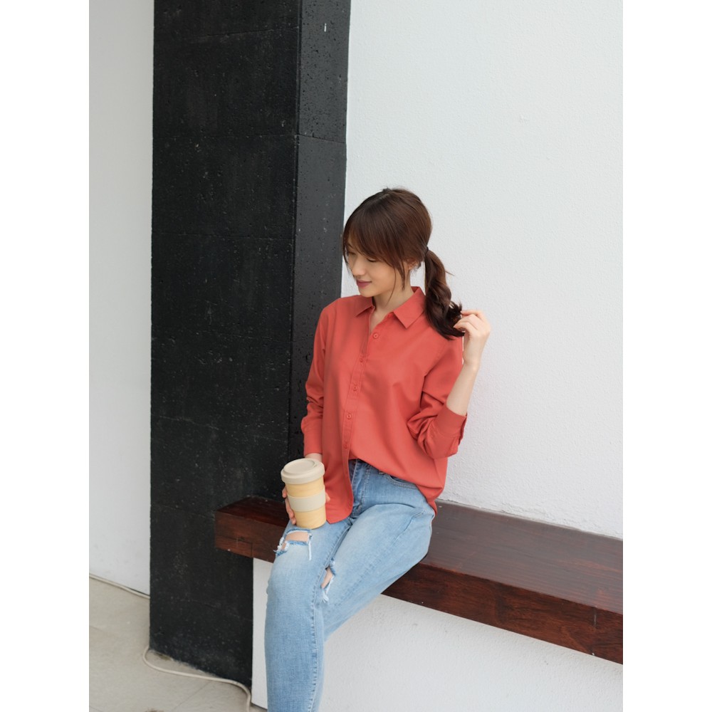 T-0379 Blouse Kemeja Wanita Basic-1