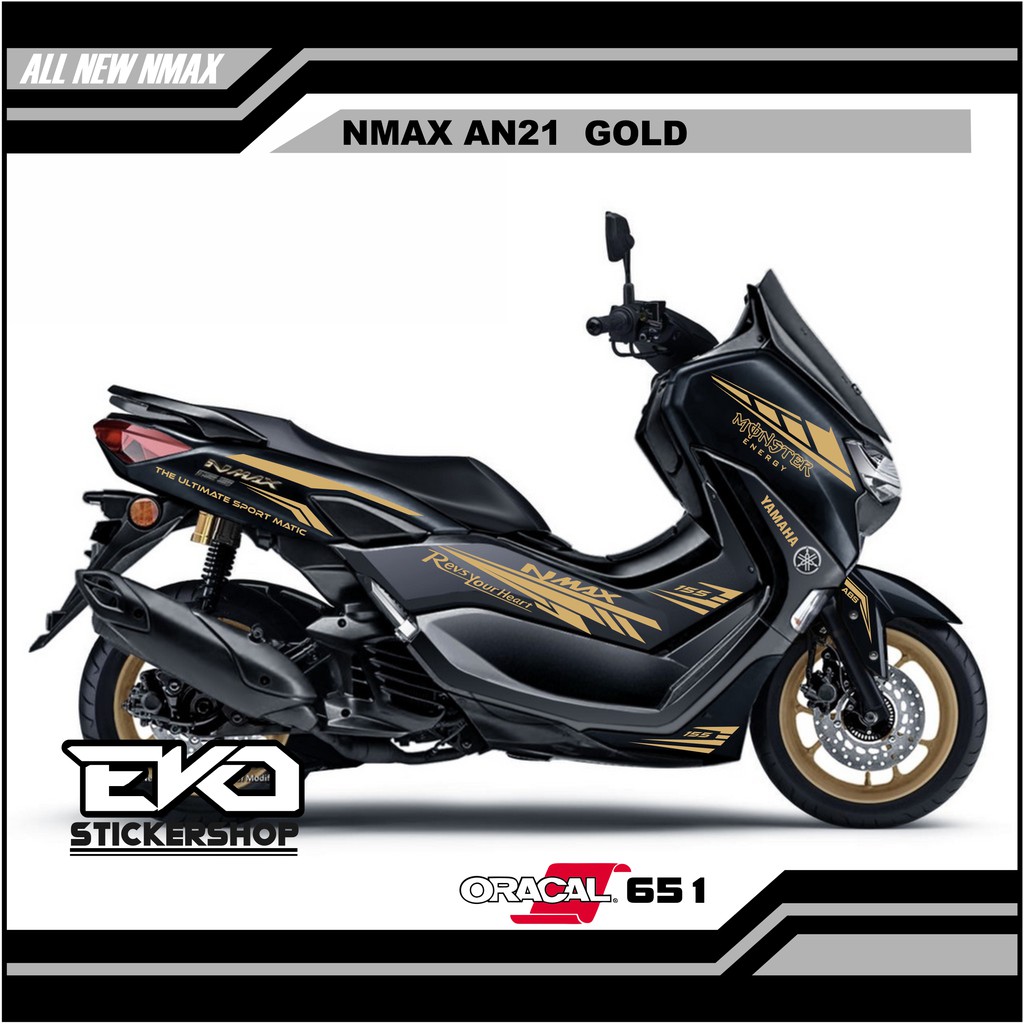 STIKER ALL NEW NMAX HITAM CUTTING STICKER GOLD AN21
