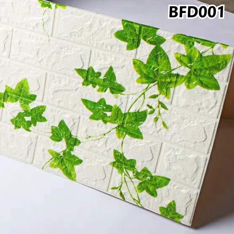 [BAYAR DITEMPAT] - TERLARIS! Wallpaper 3D Modern Wood Foam Batik BRICKFOAM BATIK PLAFON WALLPAPER MU-BFD001 BATA DAUN