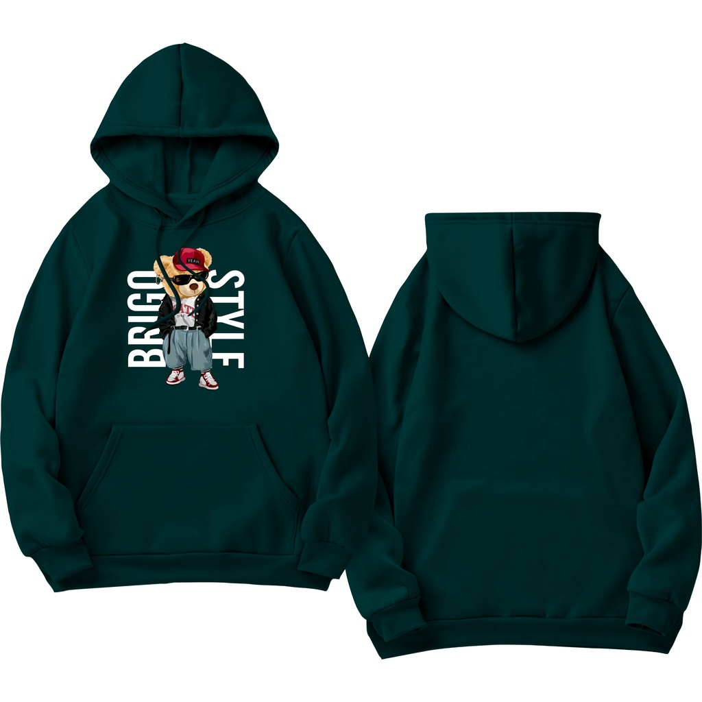 Sweater Hoodie BRIGO Sablon DTF Fleece Cotton || BRIGO Jumper Hoodie Beruang Style M-XXL (Pria &amp; Wanita) Free stiker&amp;Gantungan Kunci