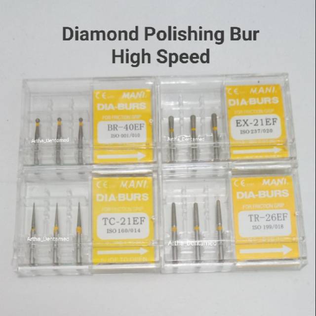 DENTAL DIAMOND BUR POLISHING PITA KUNING HIGHSPEED BUR ( 3 pcs)