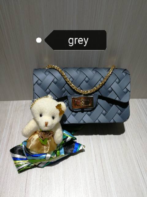 Tas jelly matte anyam tikar size 22 jelly bag classic chevron anyam