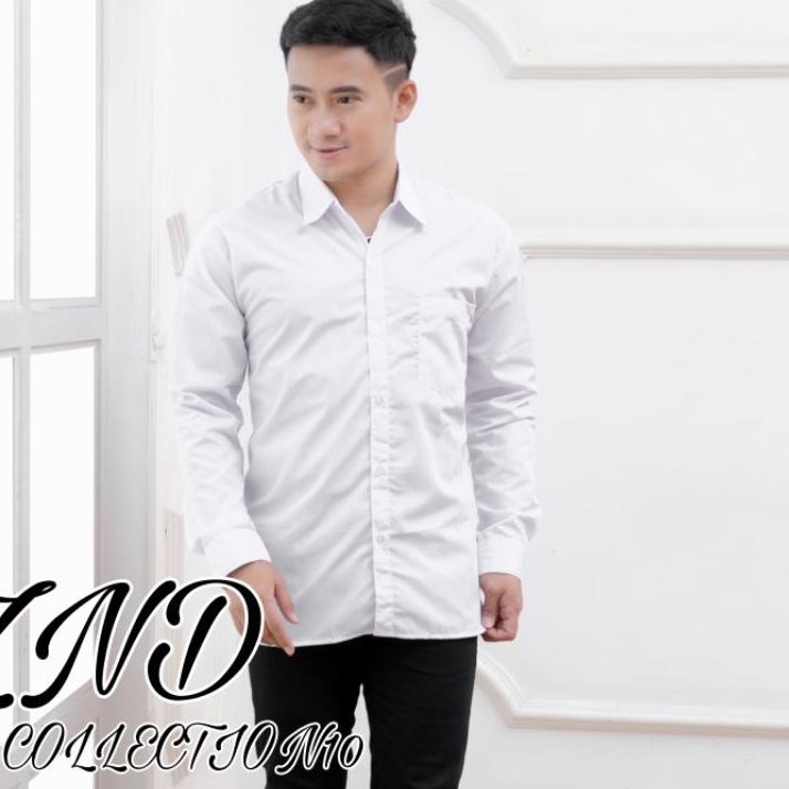 Terbaik BAJU KEMEJA PUTIH POLOS,KEMEJA PUTIH PRIA,KEMEJA CASUAL,BAJU KEMEJA PANJANG PUTIH POLOS 