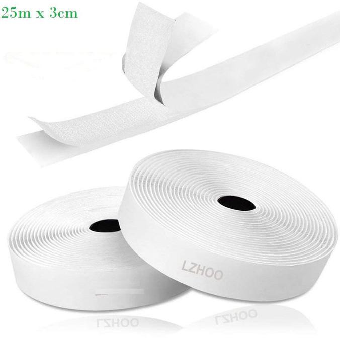

[[BISA COD]] 25meter Self Adhesive Velcro perekat dengan Lem kasar Halus 3cm 30mm - Putih PRODUK