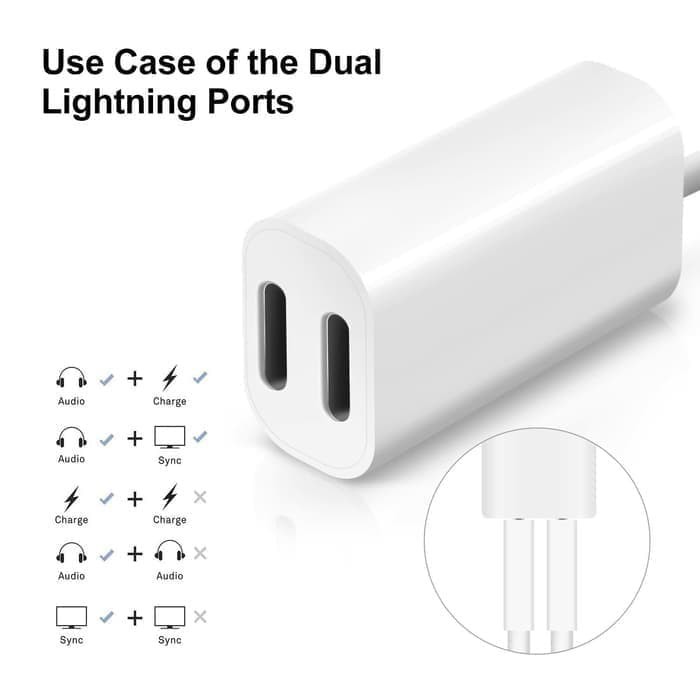 Converter Iphone Lightning To Dual Lightning Y kabel For Iphone