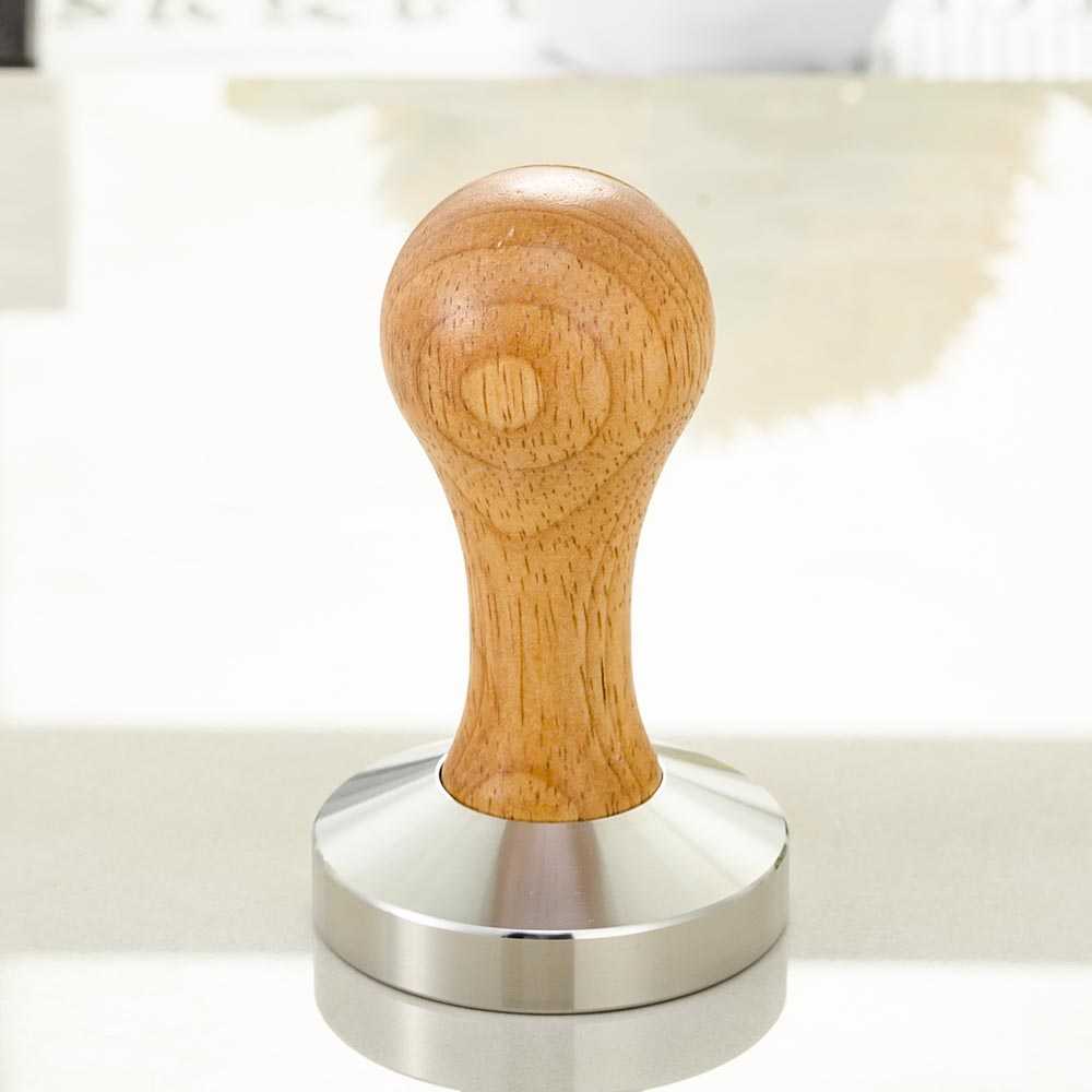 Tamper Kopi Coffee Espresso Tamping Peralatan Perlengkapan Bubuk Stainless Steel Kayu Wood Flat 51mm