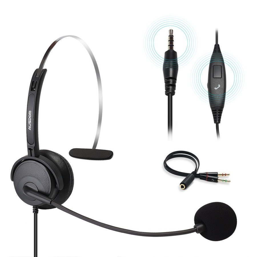 Ausdom Phone Headset with Noise Cancelling Mic Office Business - BH01