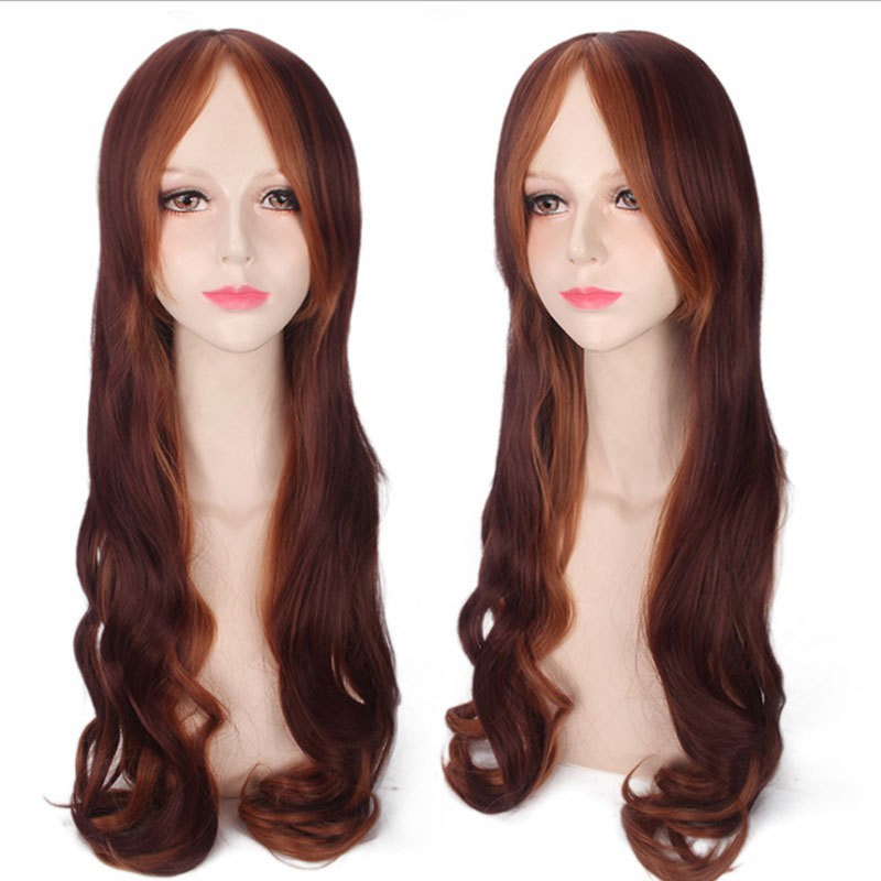 LOL-42 wig daily lolita rambut palsu wanita gradasi brown panjang