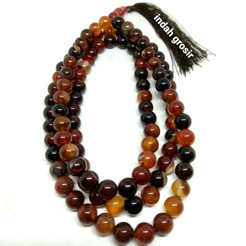 Tasbih Batu Akik Sulaiman Madu 8Mm 100Butir Garansi Asli Natural