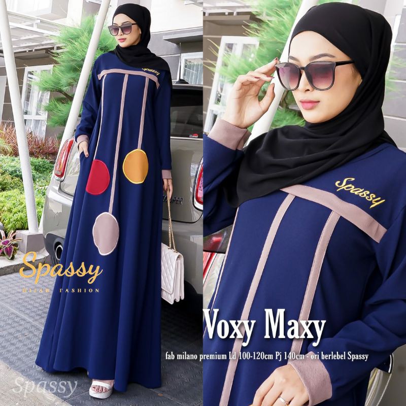 Voxy gamis polos bahan melar by Spassy