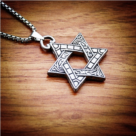 European and American style double-sided six-pointed star pendant fashion all-match student pendant personalized titanium steel men's pendant necklace