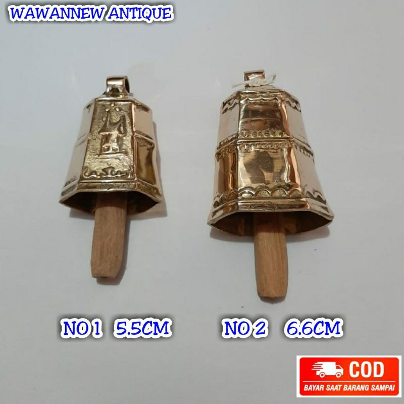 Bel Lonceng Natal Klinting Kluntung  Kuningan Antik Murah Motif Rumah Adat 6.6cm
