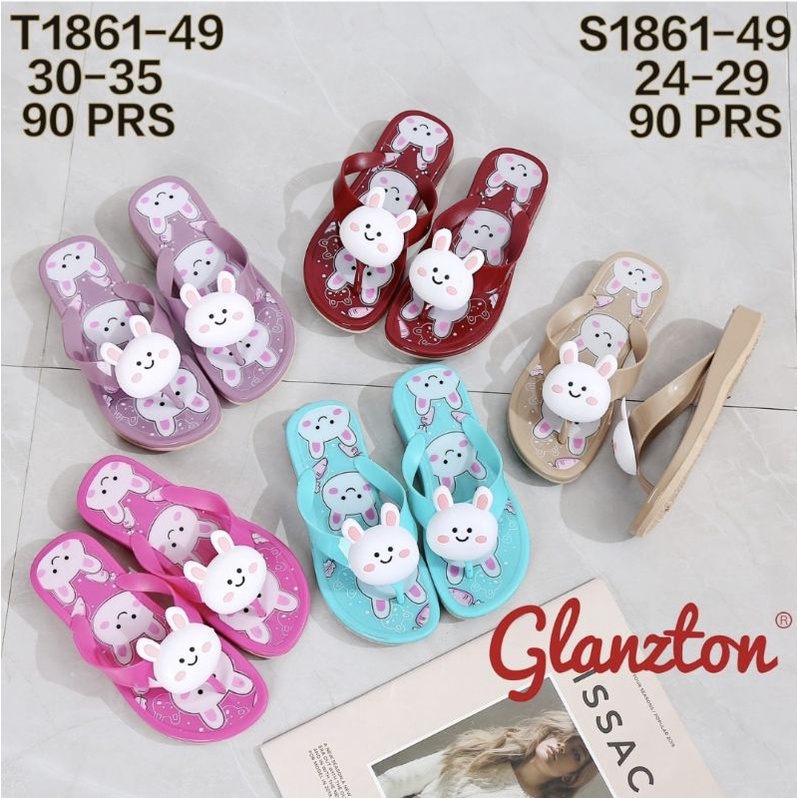 SANDAL JEPIT ANAK PEREMPUAN BONEKA KELINCI CONY BAHAN JELLY GLANZTON 1861-49 UKURAN 24-29