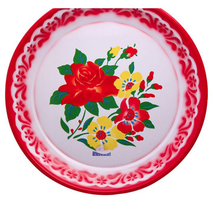 Nampan sangjit / nampan jadul / nampan seng merah motif bunga