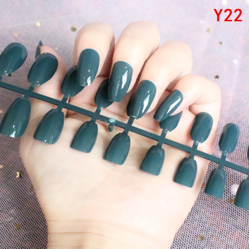 COD 24Pcs Kuku Palsu Bahan Akrilik untuk Nail Art