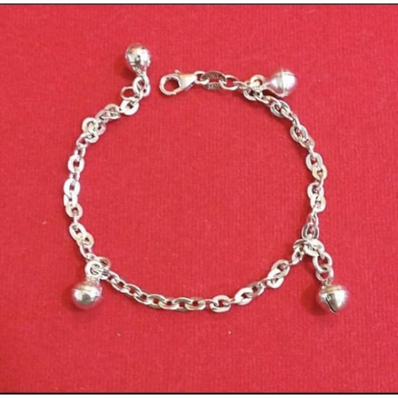 Gelang kaki anak perak 925 lapis emas putih gelang kaki bayi perak 925