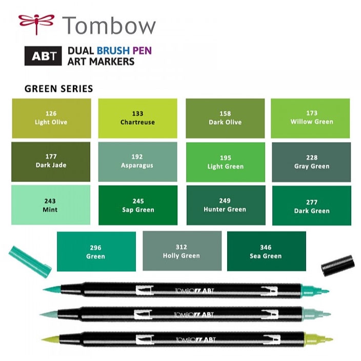 

Tombow Dual Brush Pen ABT - Green Series