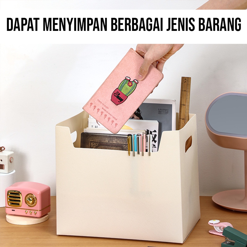 Foldable Desktop Box Container Anti Air Kotak Penyimpanan Buku Serbaguna / BOX LIPAT