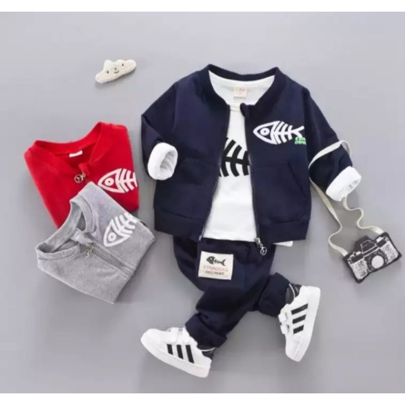 SET 3 IN 1 Anak/JAKET Sweater 3 in1 Anak Laki-laki Dan Perempuan 6 Bulan-5 Tahun