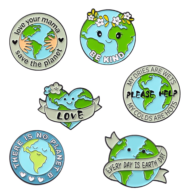 Bros Pin Enamel Desain Save The Earth Untuk Aksesoris Pakaian