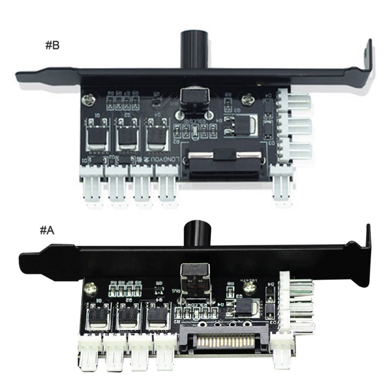 Btsg Kontroler Kecepatan Kipas Sasis Komputer PCI Bit 8arah Cooling Fan Speed Controller Bisa Dimatikan Aluminium 4Pin/SAT