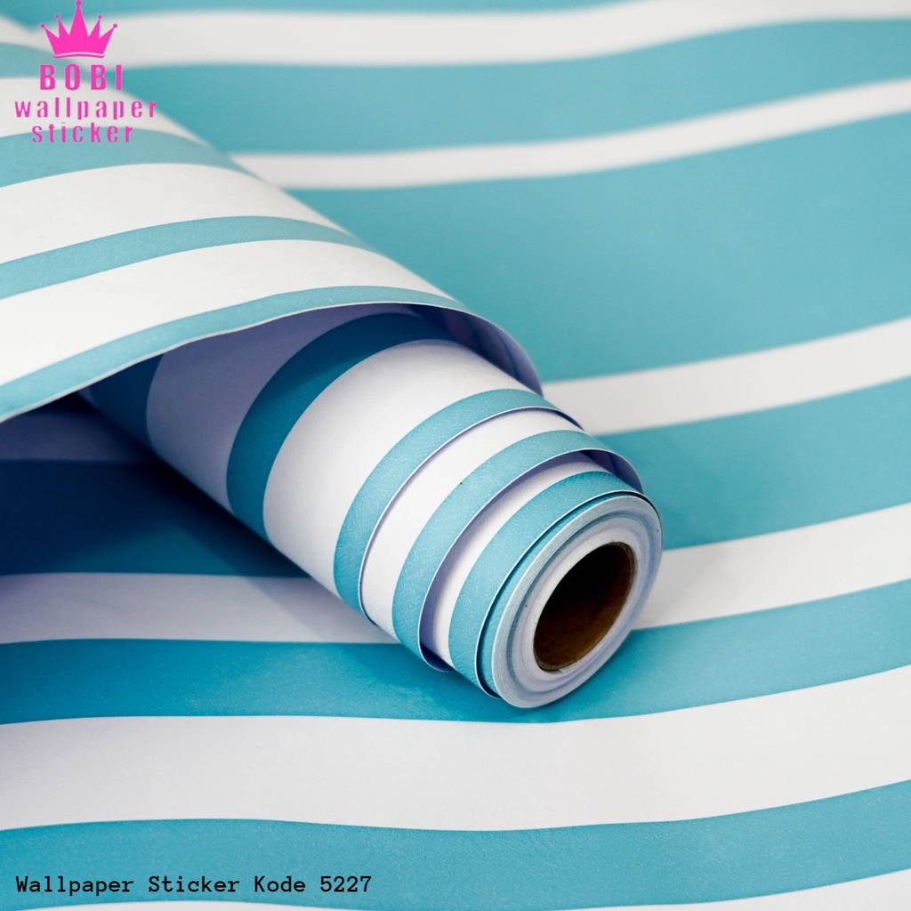 Wallpaper Sticker Motif Garis Putih Biru 5227 - Uk. 9mx45cm