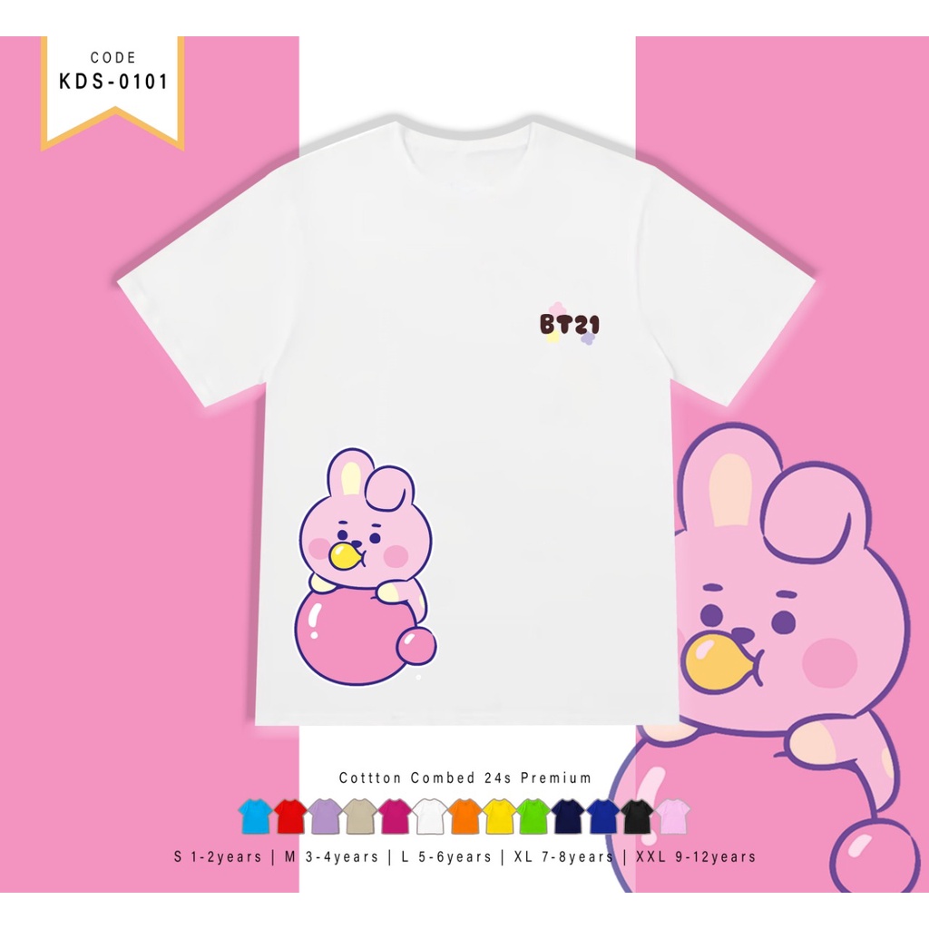 BAJU ATASAN ANAK SANTAI GAMBAR KARAKTER KPOP BIG SIDE / CUSTOM TEE TERMURAH