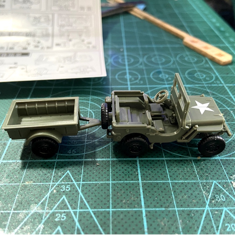 Wwii Willis Jeep Model Off road 4D 1 / 72 Serbaguna Dengan Trailer Sand Table