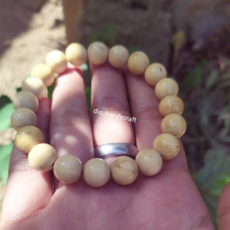 GELANG TASBIH AKAR BAHAR PUTIH ALAMI 10MM
