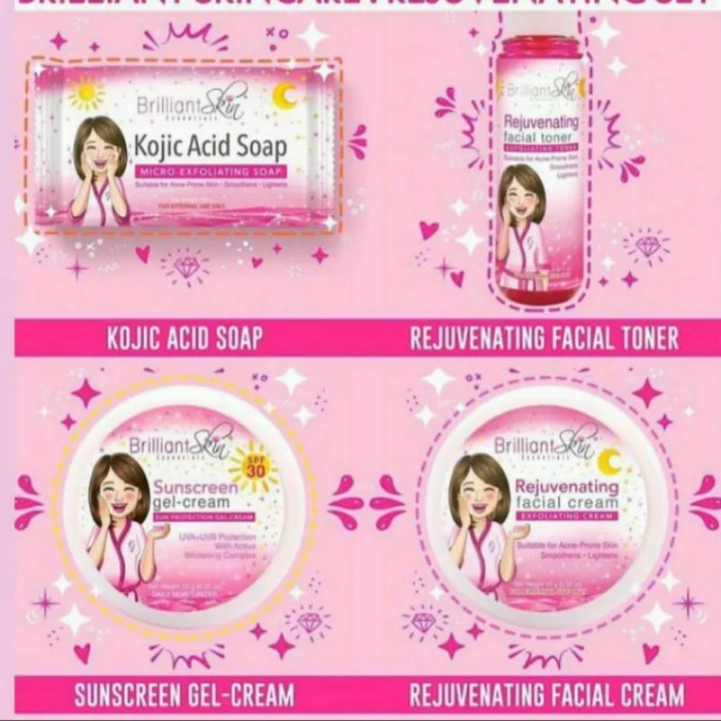 brilliant skincare rejuvenating (sabun, toner, sunscreen, cream malam)