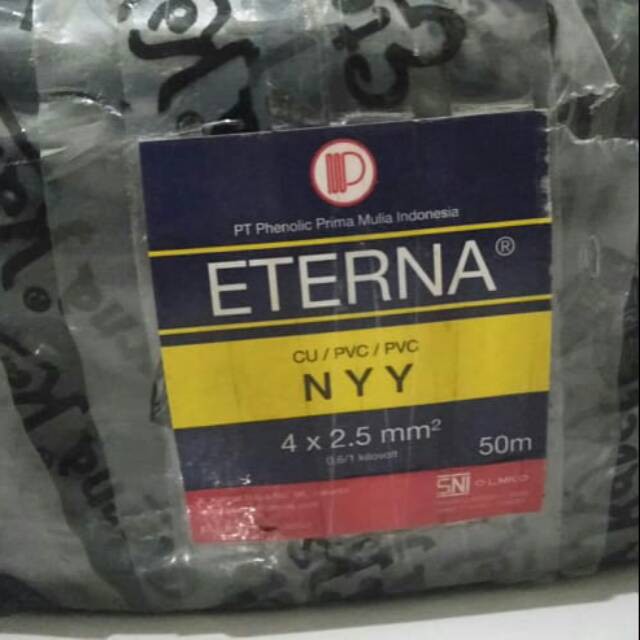 Kabel Listrik Kawat Hitam NYY 4 x 2.5 4 x 2,5 4x2,5 4x2.5 Eterna (Meteran) Kabel NYY 4 x 2,5mm 4 x 2