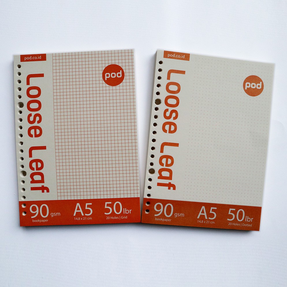 

Bookpaper A5 Loose Leaf dotted/ grid/ Kertas Binder/ Isi NotesI